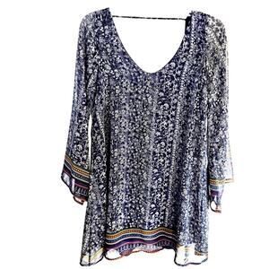 Mabel Women's Dress XS Extra Small Blue Print Misses Size 0 2 Party Work Church